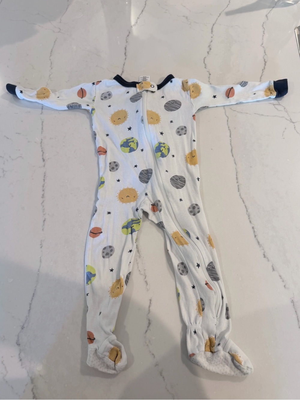 Gerber White Space-Themed Footed One-Piece Footie 12M